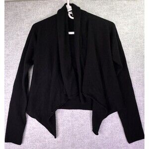 Vince Size Small Womens Cropped 100% Cashmere Open Shawl Cardigan Sweater Black